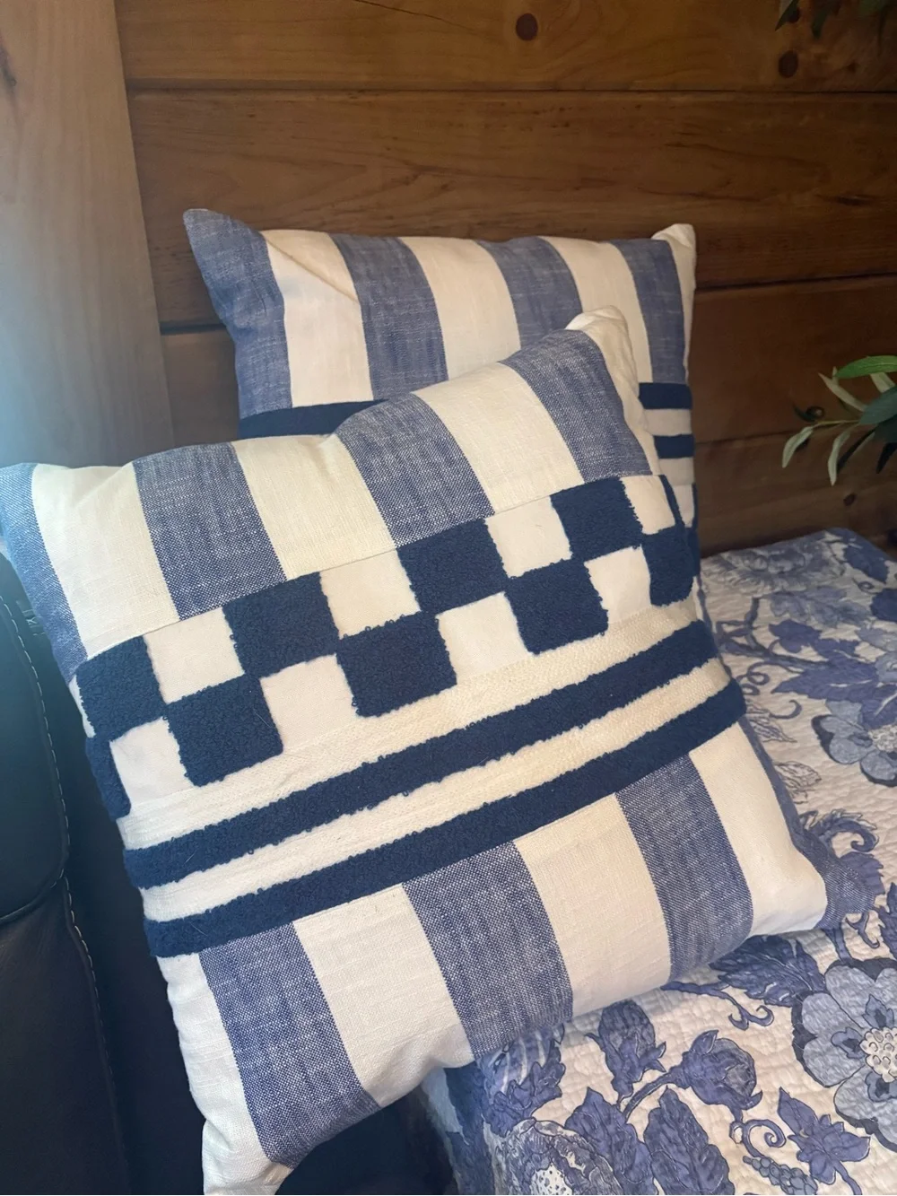 Mackenzie Childs indigo Blue&White Striped Decorative  Pillow (Set of 2)